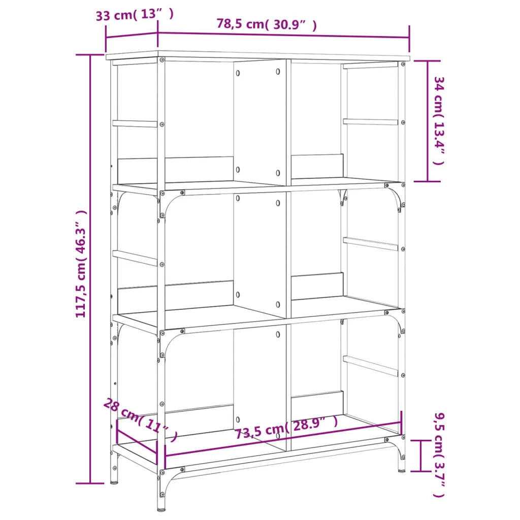 Libreria Rovere Sonoma 78,5x33x117,5 cm in Legno Multistrato 835250