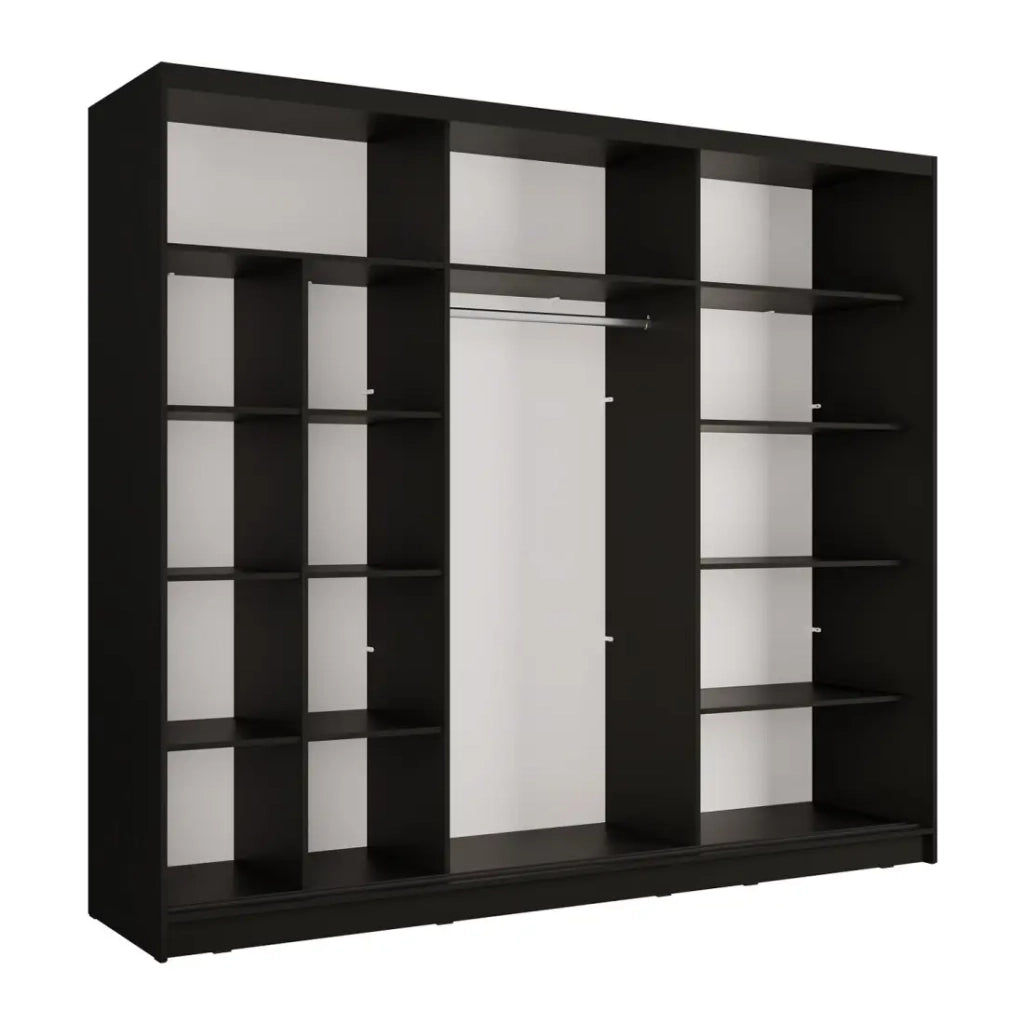 Armadio KAZU 3 porte scorrevoli con specchio grigio grafite 248 cm