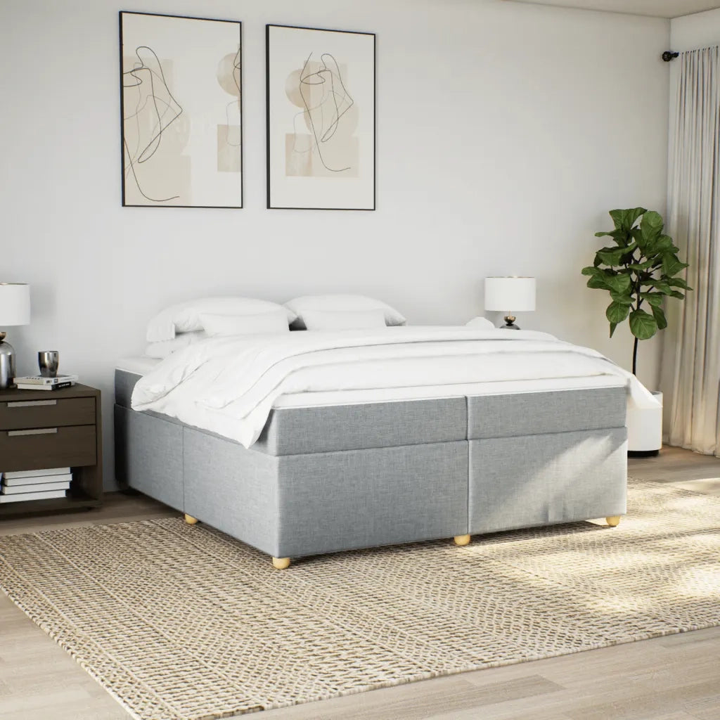 Giroletto a Molle con Materasso Grigio Chiaro 200x200cm Tessuto