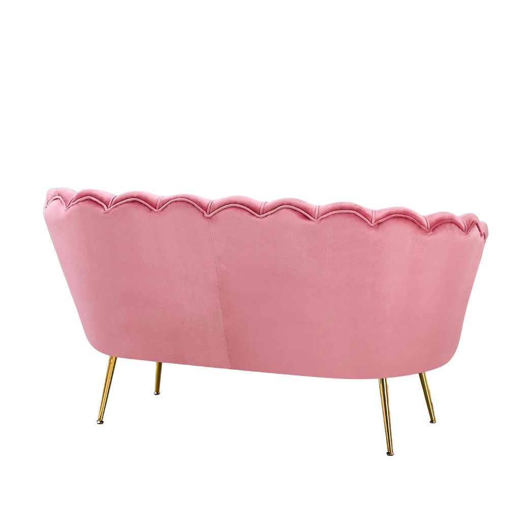 Divano 2 Posti Orel a Conchiglia in Velluto Rosa – Design Elegante e Avvolgente