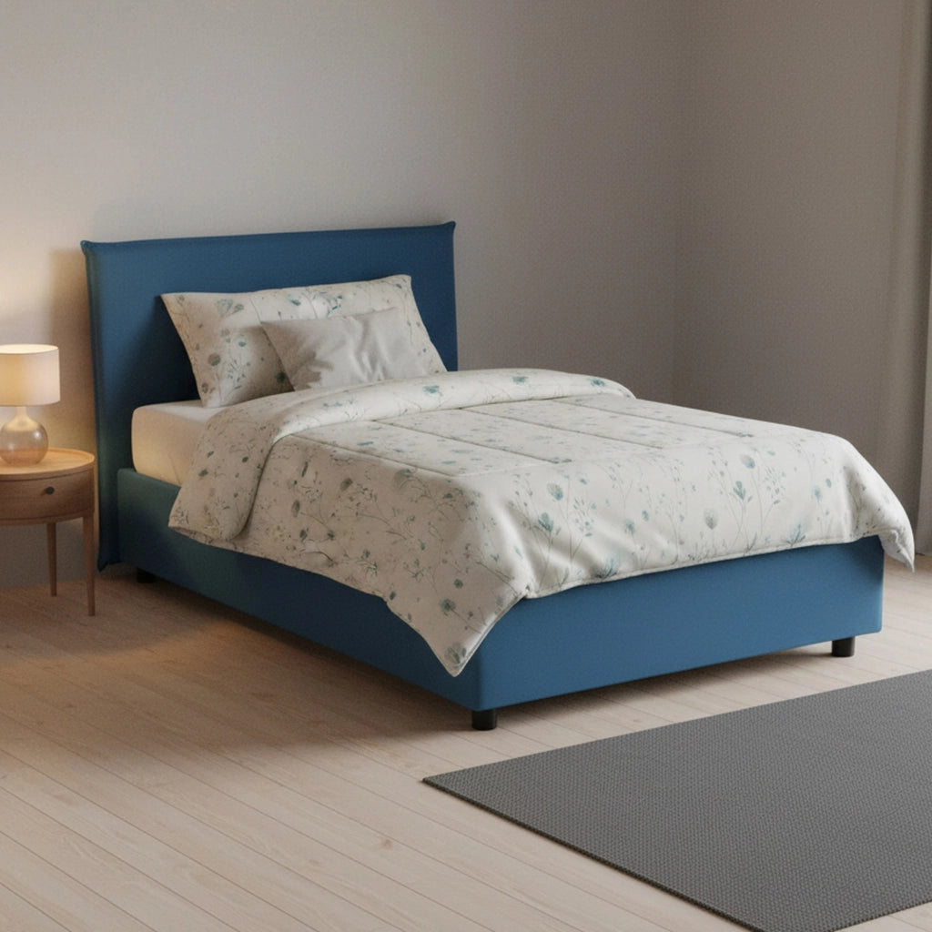 Alvino, Letto Piazza e Mezza Materasso Incluso Made in Italy, blu