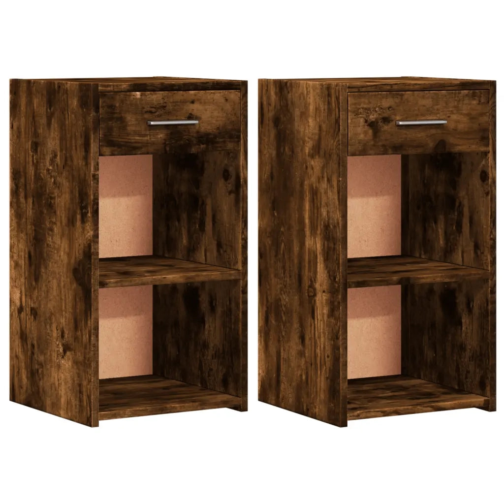 Comodini 2 pz Rovere Fumo 35x34x65 cm in Legno Multistrato
