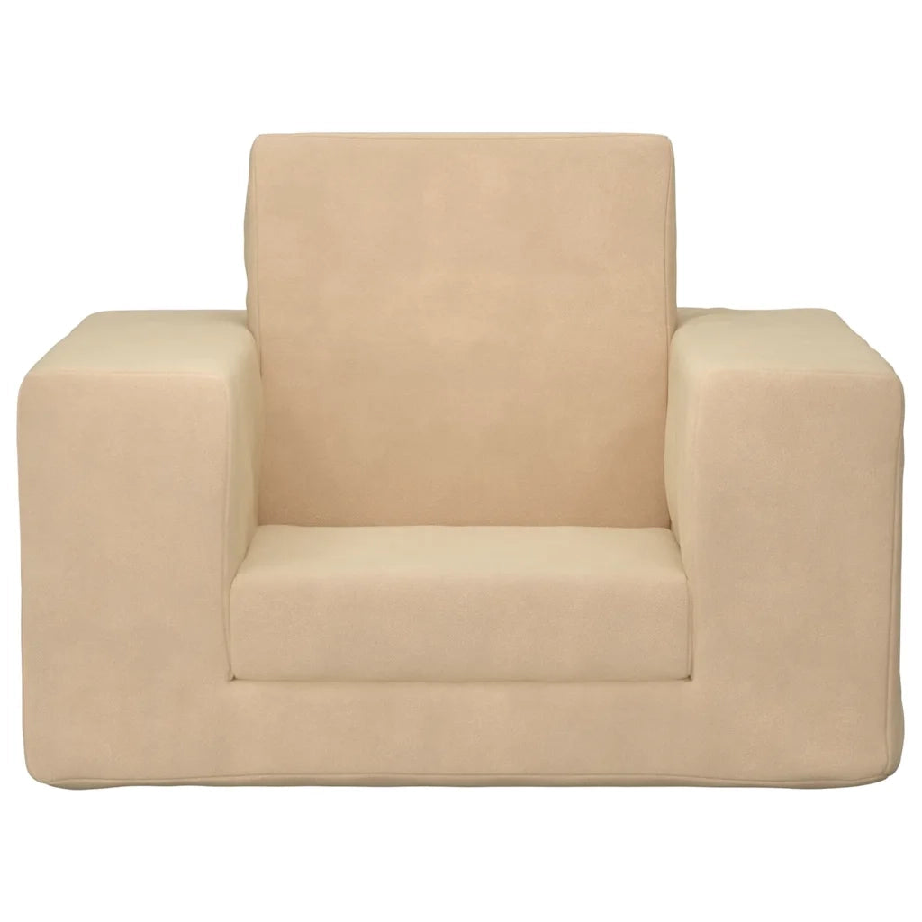 vidaXL Divano Letto per Bambini Crema in Morbido Peluche