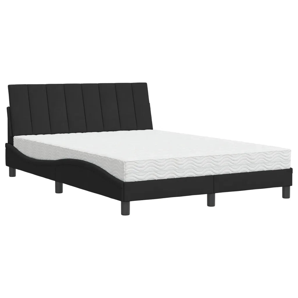 Letto con Materasso Hanko Nero 120x200 cm in Velluto 3208588