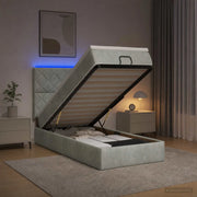 Letto Ottomano con Materasso e LED Grigio Chiaro 100 x 200 cm 3458355