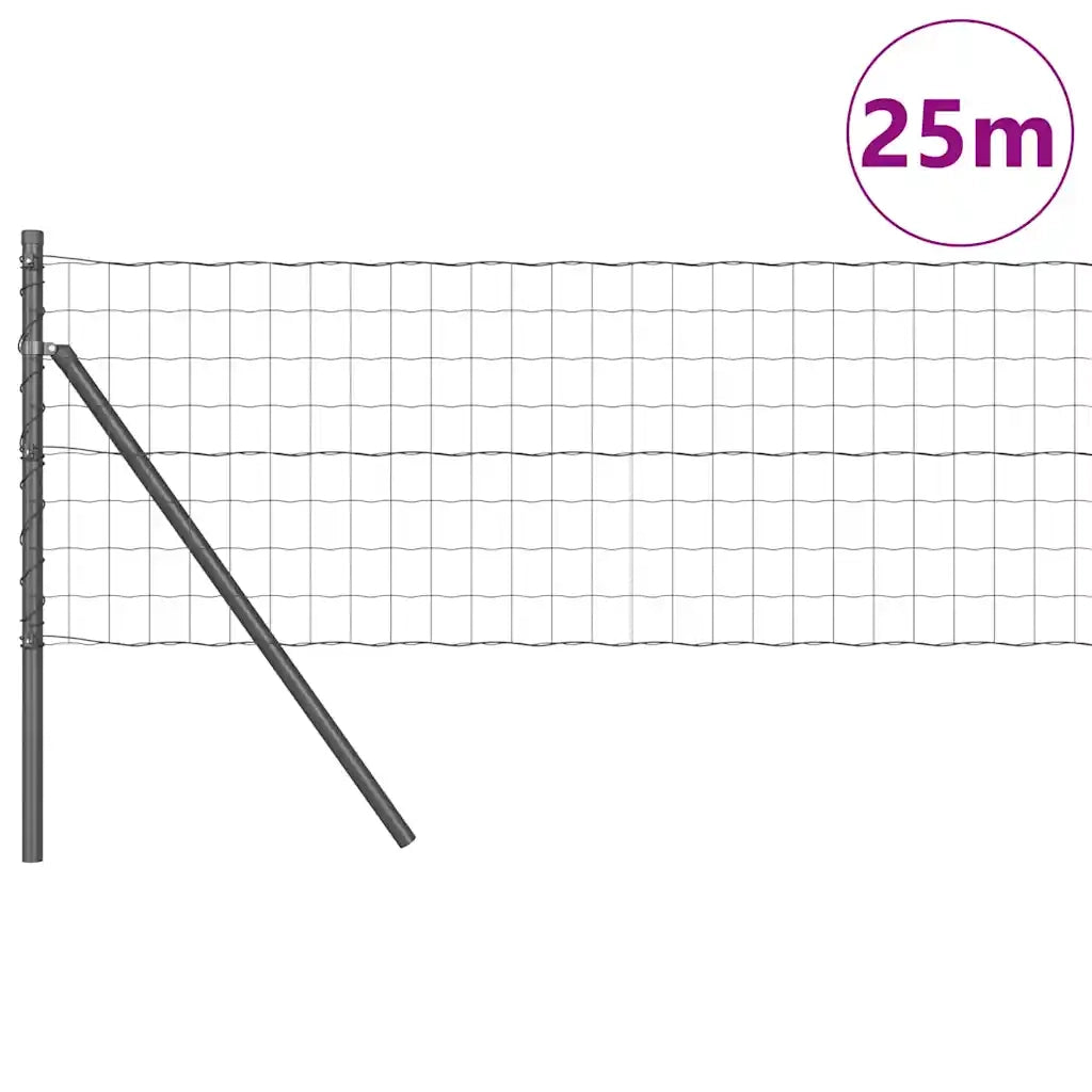 Recinzione con Posto Grigio 0,6 x 25 m Acciaio e PVC 3350445