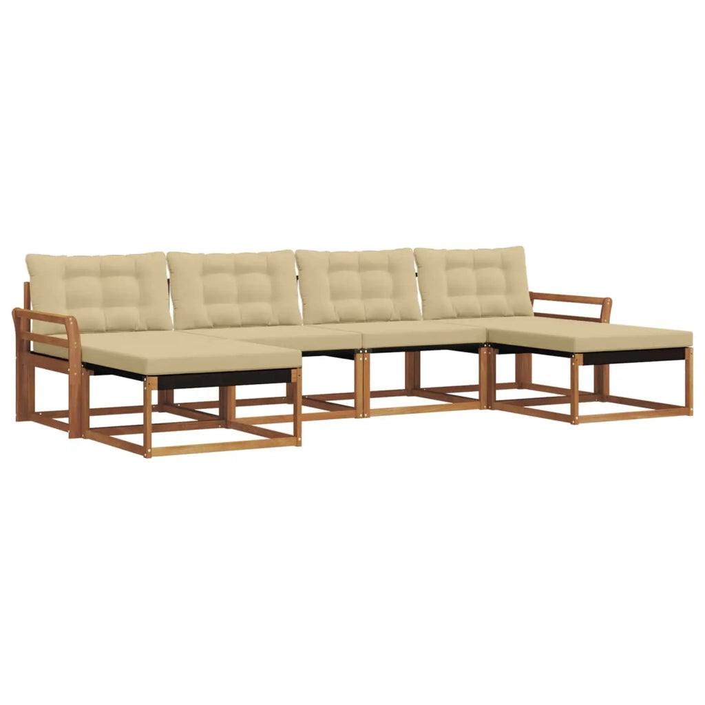 Set di divani da esterno con cuscino 6 pcs Naturale e Beige