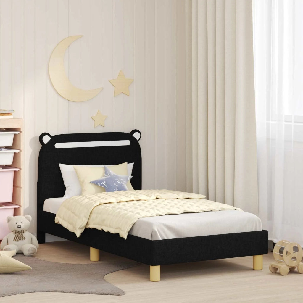 Struttura letto Bambini | Letto Infantile | Lettino con testata Nero 80 x 160 cm Tessuto