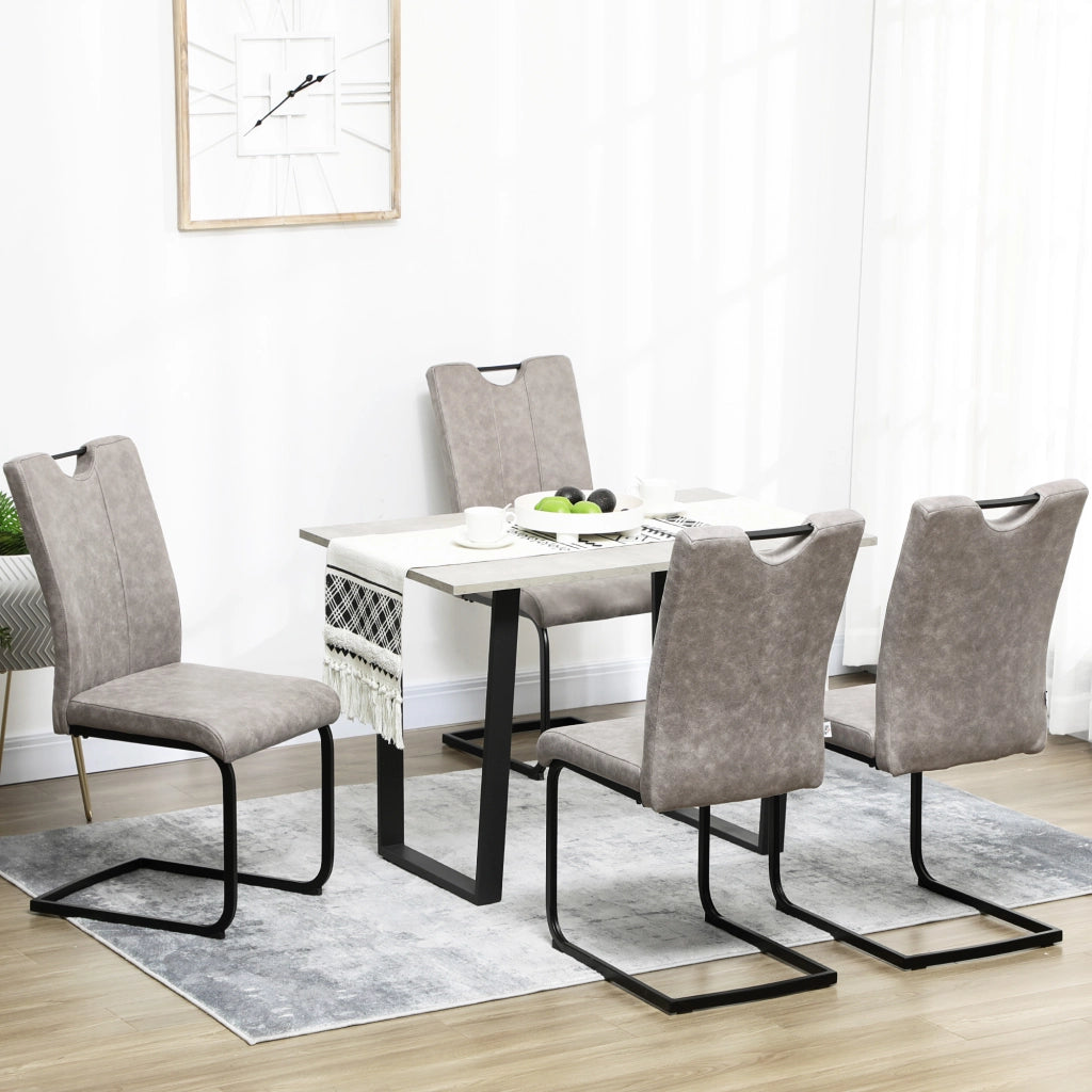 Set di 4 sedie da pranzo con rivestimento in microfibra e gambe in acciaio ¨C zephmum ¨C Grigio 43x58.5x99.5 cm