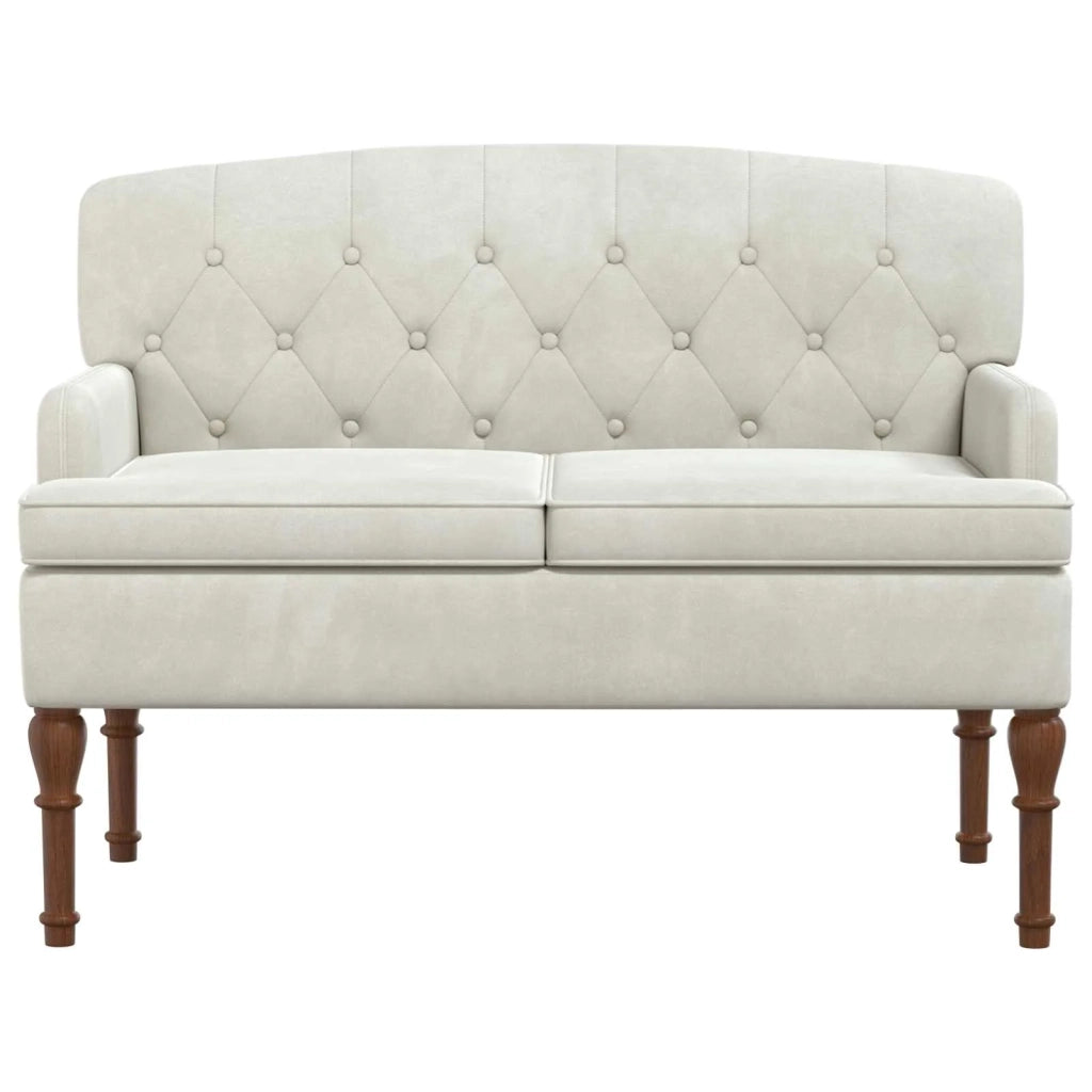 Loveseat con bottoni imbottiti Crema 111 x 65 x 79 cm Velluto 42041851