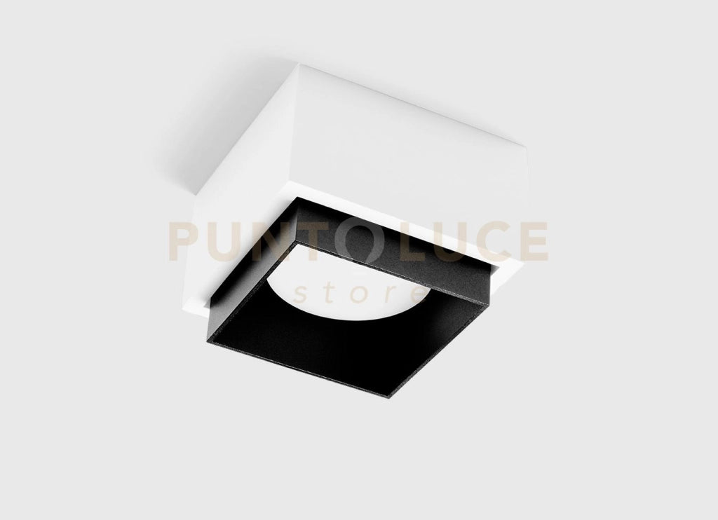 SYME lampada da Soffitto 1 Luce attacco GX53 Quadrata Nero in gesso e alluminio l.11cm