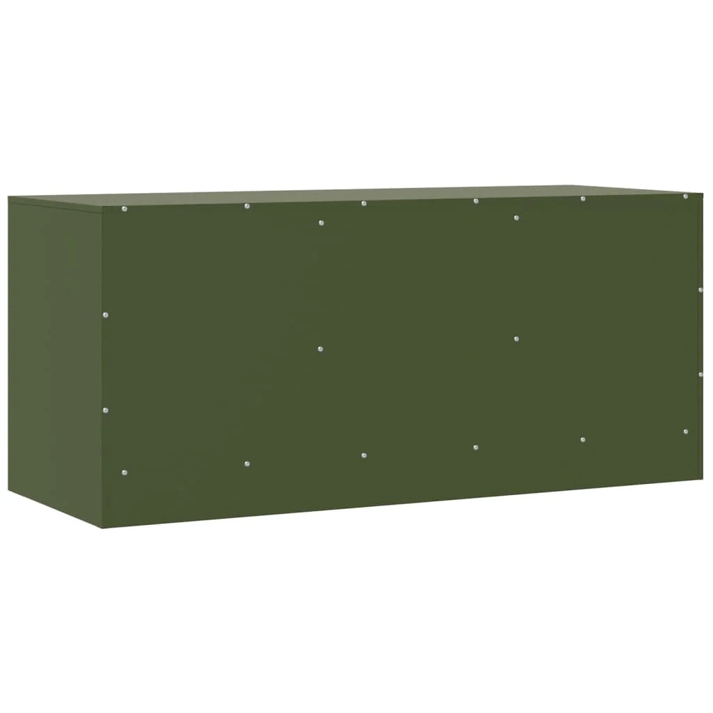 Mobile TV multimediale mensola TV credenza TV sala da pranzo soggiorno camera da letto verde oliva 99 x 39 x 44 cm acciaio verde 02_0028274