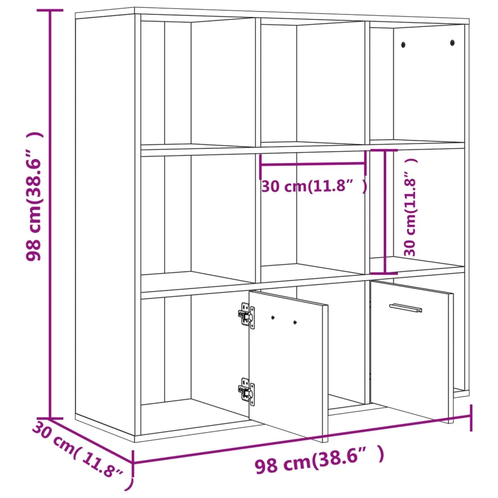 Libreria-Scaffale per Libri-Mobile di Stoccaggio Grigio Cemento 98x30x98 cm in Legno Multistrato