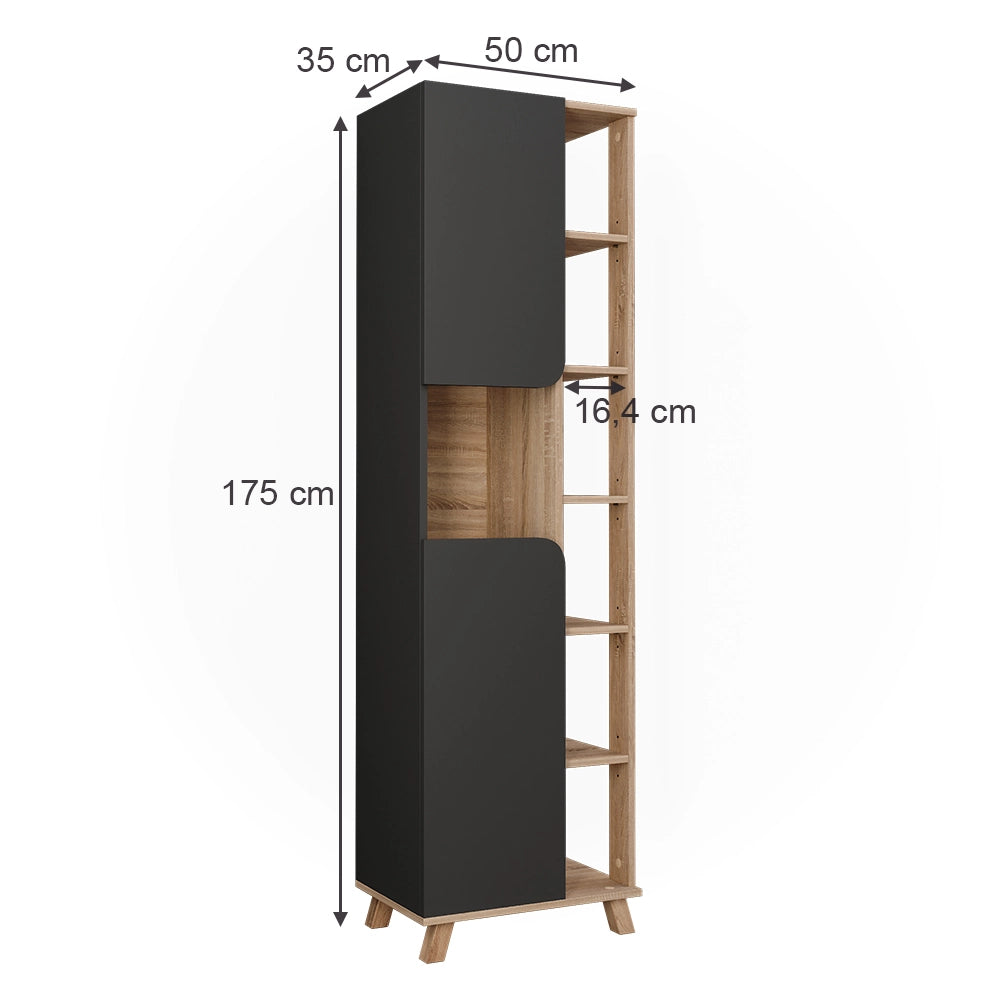 Vicco Mobile alto Sonoma/antracite 50 x 175 cm con 2 porte