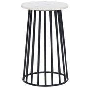 Tavolino con piano in marmo bianco e struttura in metallo nero 36 x 36 cm Rotondo Soggiorno moderno Glam Camera da letto