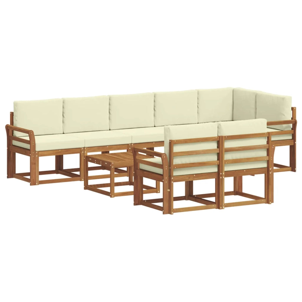 Set di divani da esterno con cuscino 9 pcs Naturale e Crema