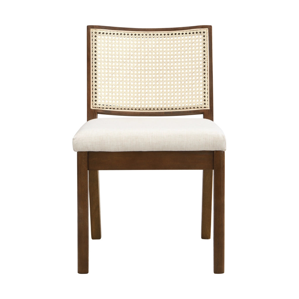 Sedie da Pranzo in Legno Massello con Schienale in Rattan ¨C MINIMAL ¨C Noce, Set 6 Pezzi