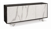 Mobile Madia 3 ante con apertura a spinta H74 L177 P41 struttura Nero ossido frontali color marmo 7073k Sarmog