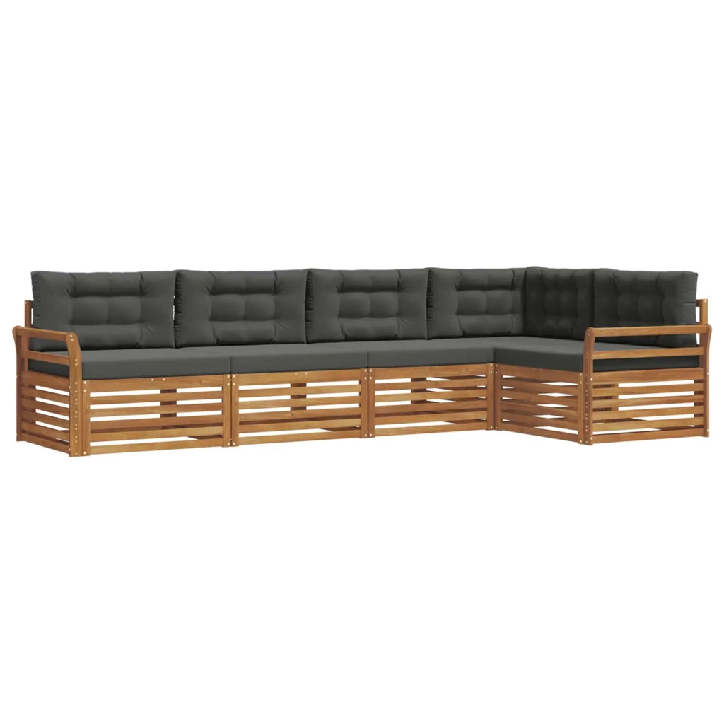 Set di divani da esterno con cuscino 5 pcs Naturale e Antracite