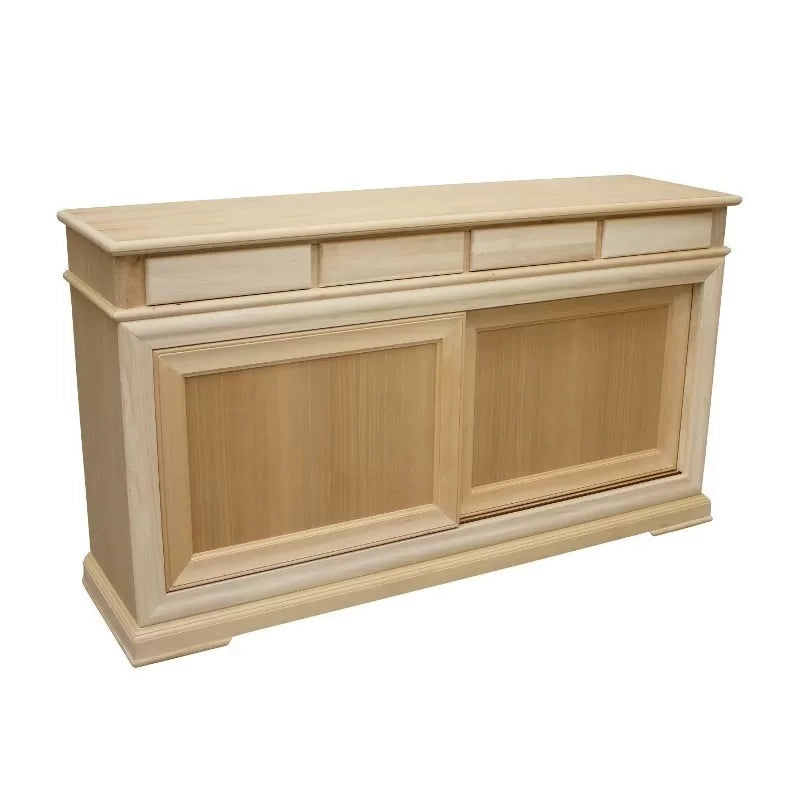 Credenza 2 porte scorrevoli 4 cassetti legno grezzo 180x48x100 (3071) - Mobili 2G