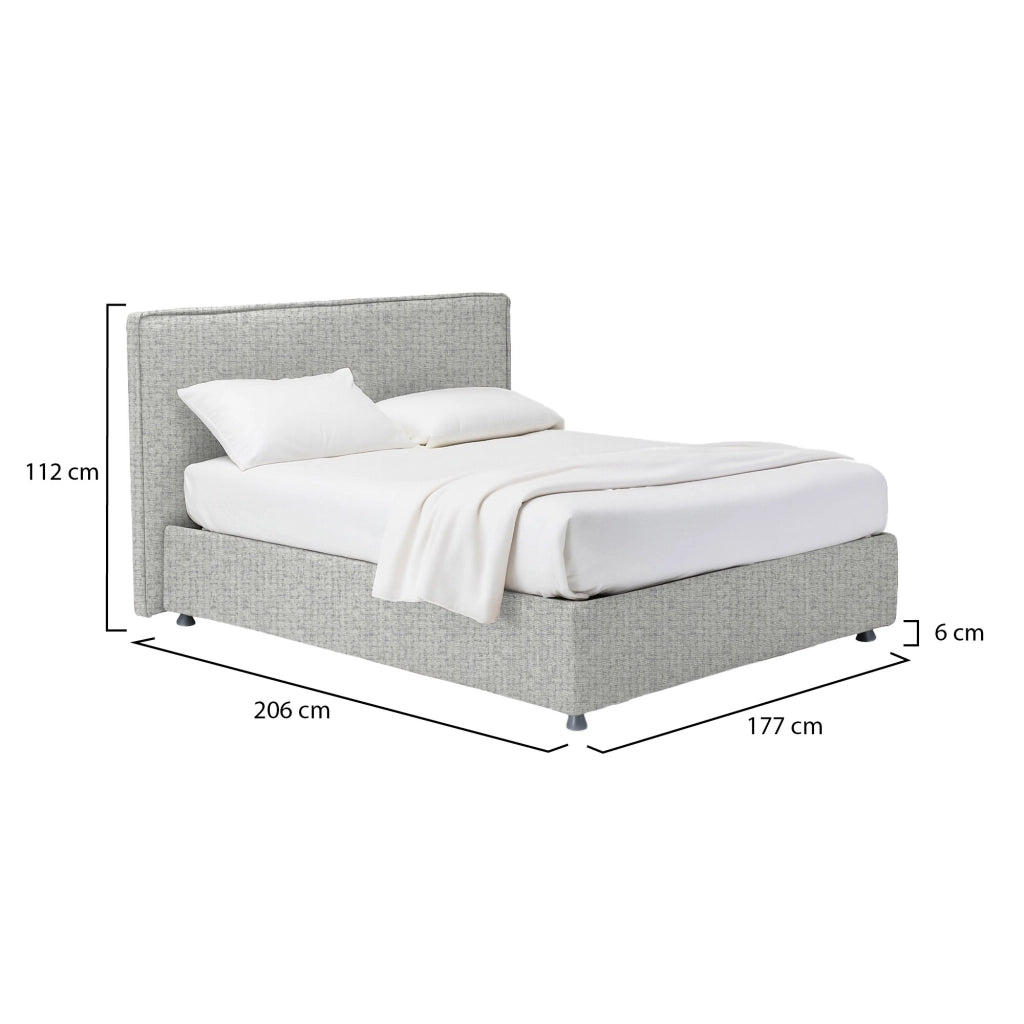 Widnes, Letto Matrimoniale Sfoderabile Made in Italy, Grigio Chiaro