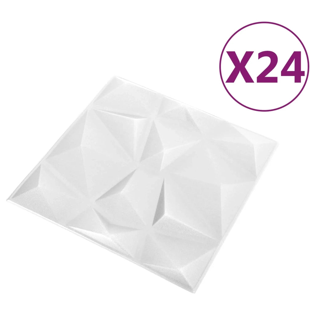 Pannelli da parete 24 pcs Bianco Diamante 50 x 50 cm 42046019