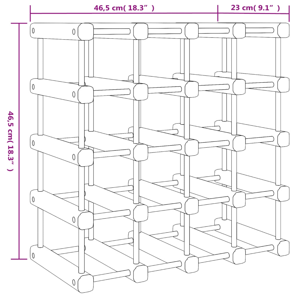 Portabottiglie Vino 20 Bottiglie 46,5x23x46,5 cm Massello Pino 353751