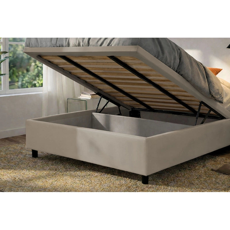 Letto imbottito Matrimoniale 160x200 cm Soft - Similpelle,Tortora,Contenitore