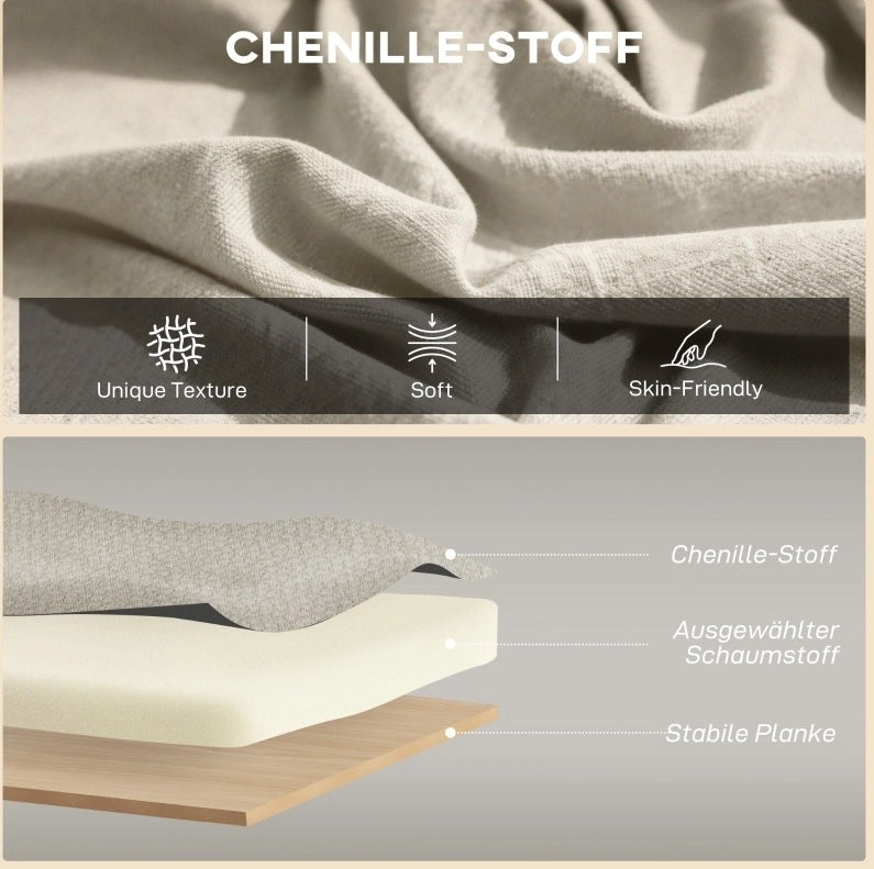Divano compatto a 2 posti in tessuto chenille beige