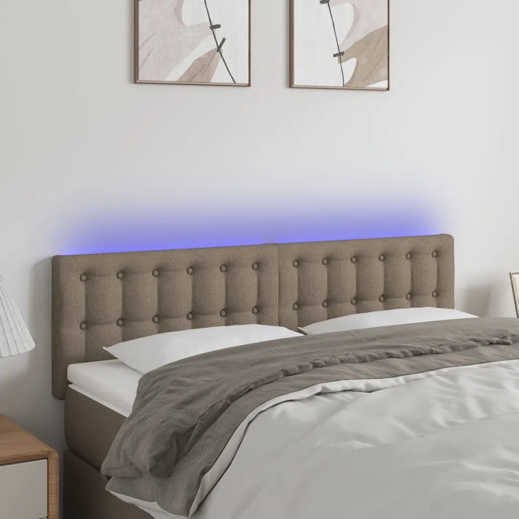 Testiera a LED-Testata con LED Tortora 144x5x78/88 cm in Tessuto 382071