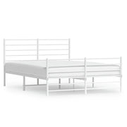 Letto matrimoniale | Letto per adulti | Giroletto con Testiera e Pediera Metallo Bianco 120x190 cm