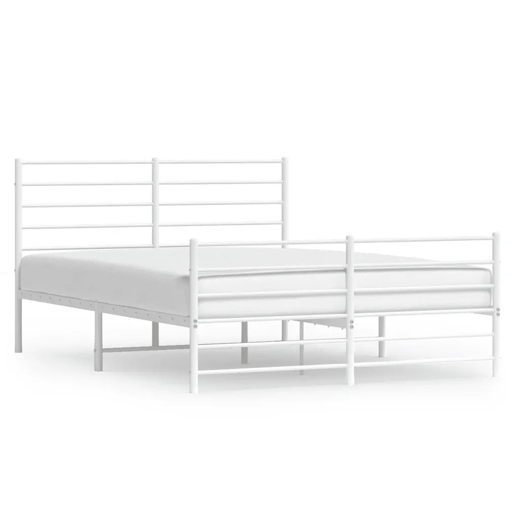 Letto matrimoniale | Letto per adulti | Giroletto con Testiera e Pediera Metallo Bianco 120x190 cm