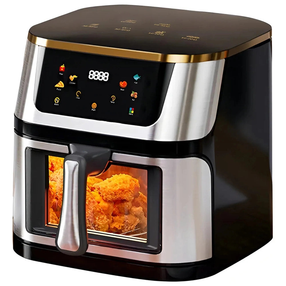 Trade Shop - Friggitrice Ad Aria Da 10 Litri Cucinare Sano Senza Olio Digitale 2800 W Con Finestra -