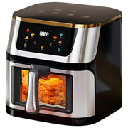 Trade Shop - Friggitrice Ad Aria Da 10 Litri Cucinare Sano Senza Olio Digitale 2800 W Con Finestra -