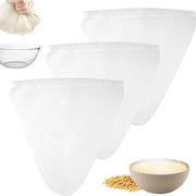 Sacchetti per la latticella di notte 3 pezzi - 30 x 30 cm - Biodegradabili con cordino per trascinamento - Sacchetto per il passaggio per uso riciclabile - Set di setole per l'amidonatura per formaggio, yogurt e succo di frutta