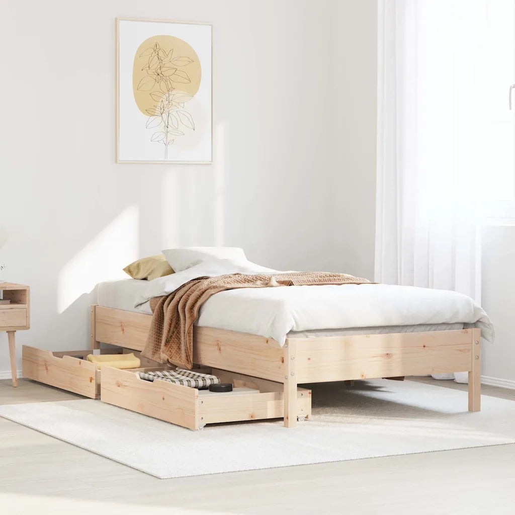 Letto senza Materasso-Struttura Letto 75x190 cm in Legno Massello Pino 724036