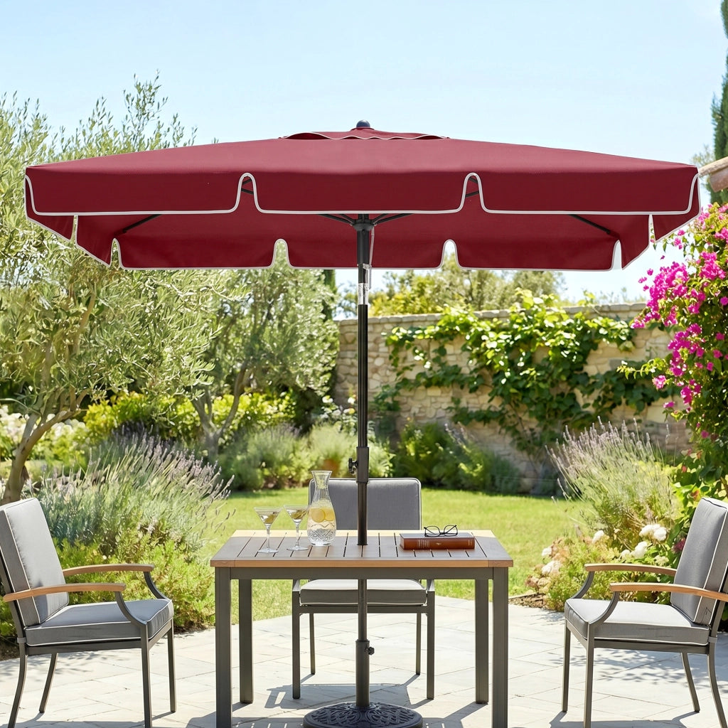 Ombrellone da Giardino Rettangolare ¨C zephmum ¨C 2x2.4 m Rosso e Nero