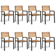 Sedie Giardino Impilabili 8 pz Legno Massello Acacia e Metallo 3155427