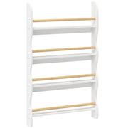Bibliothèque murale pour enfant,Rangement Livre 4 Niveaux, Blanc