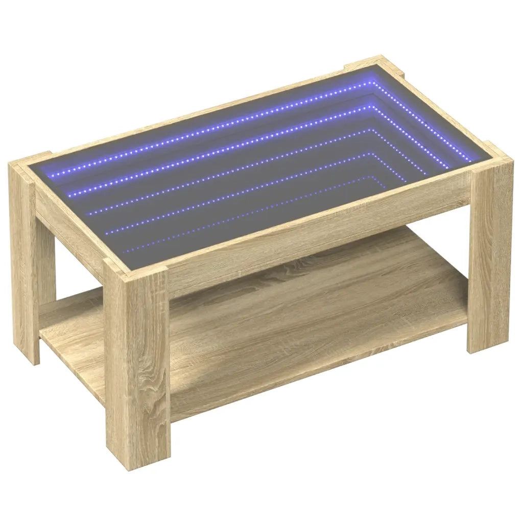 Tavolino salotto | Tavolino da caff¨¨ | Tavolino da Soggiorno con LED Rovere Sonoma 93x53x45 cm Multistrato