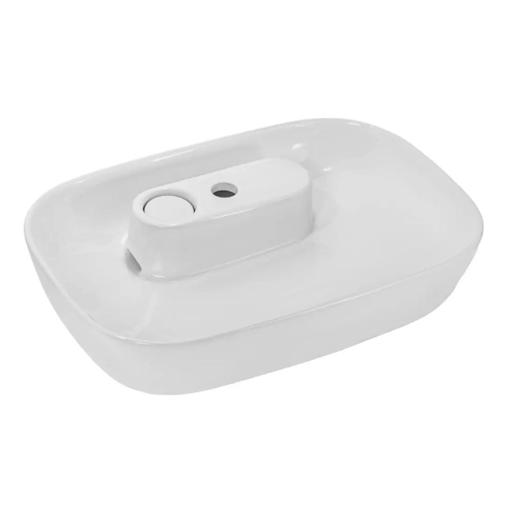 Lavabo da appoggio ovale 60x41 cm in ceramica bianca lucida
