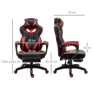 Sedia da ufficio gaming ergonomica con schienale reclinabile poggiapiedi e cuscino lombare in similpelle nera