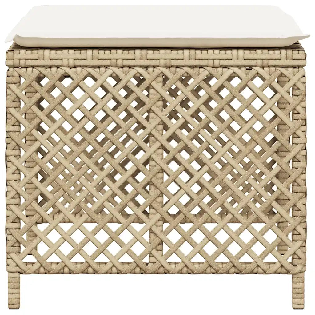 Sgabelli Giardino con Cuscini 4 pz Beige 41x41x36cm Polyrattan CFW8146651
