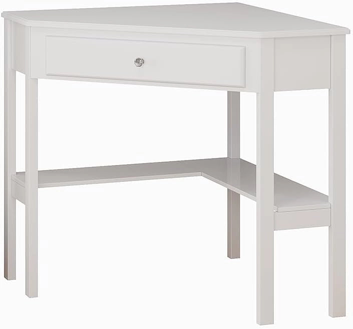 Scrivania ad angolo Velto, Bianco, 75 x 71.6 cm, adatto come postazione di lavoro per PC, laptop e documenti
