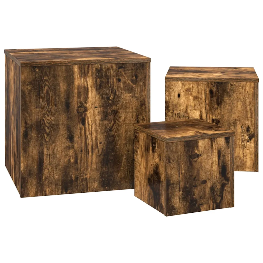 Credenze 3 pz | Madia | Buffet da pranzo | Armadio da pranzo Rovere Fumo in Legno Multistrato