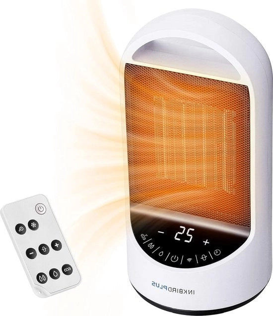 Calefazione elettrica 1500W - Con telecomando - Display LED - 3 modalità di riscaldamento - Timer 24 ore - Protezione multipla - Adatto per camera da letto, soggiorno e ufficio