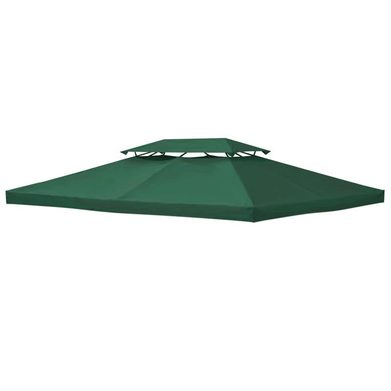 COPERTURA PER GAZEBO 4X3 M A 2 LIVELLI IN POLIESTERE CON CINGHIE E 10 FORI DI DRENAGGIO VERDE