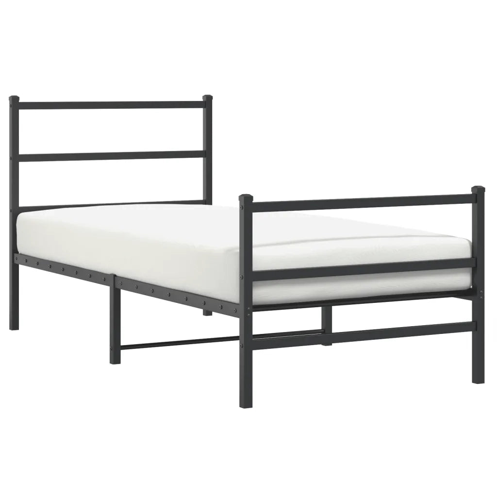 Giroletto con Testiera e Pediera Metallo Nero 90x190 cm
