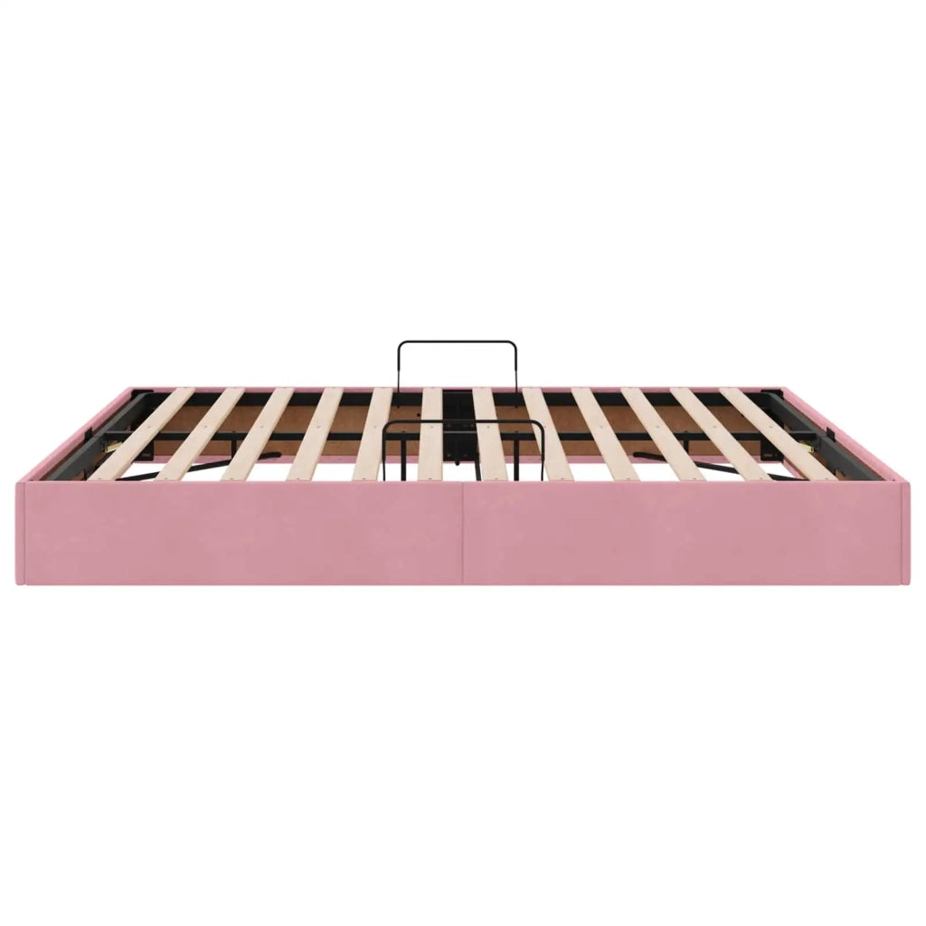 Letto ottomano con archiviazione Rosa 180 x 200 cm Velluto