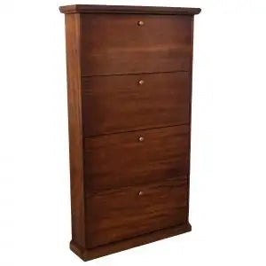 Scarpiera in legno arte povera noce scuro 4 ante